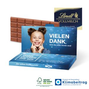 Grußkarte mit Schokoladentafel von Lindt, 100 g